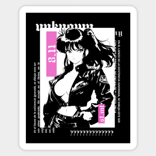 Anime girl in the style of the 90's in black and white | alternative gothic clothes | grunge | dark Sticker